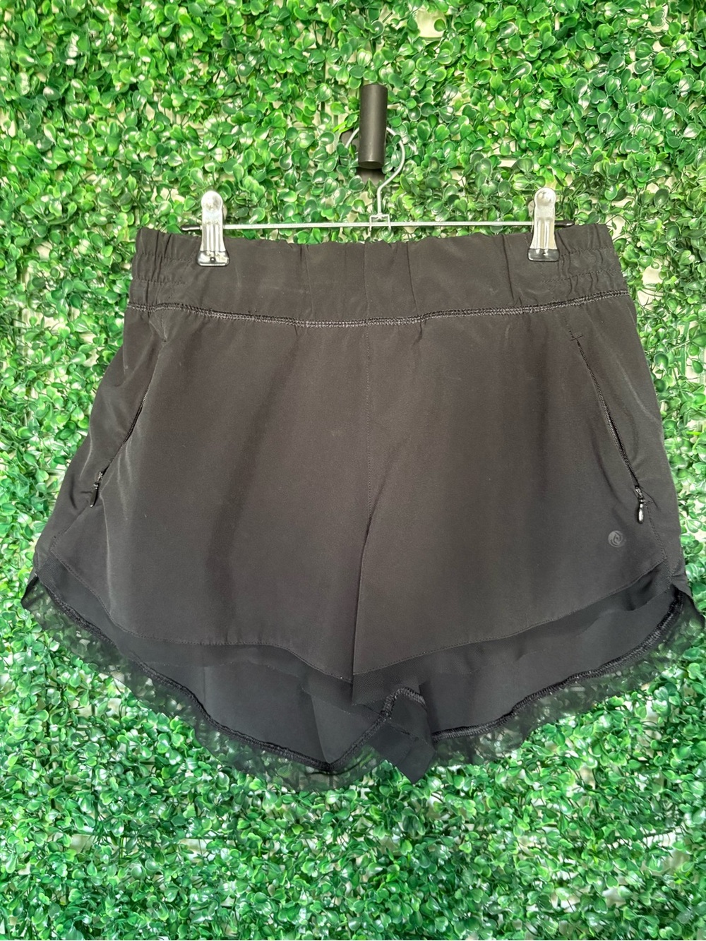 Apana Black Double-Layer Athletic Shorts with Zipper Pockets